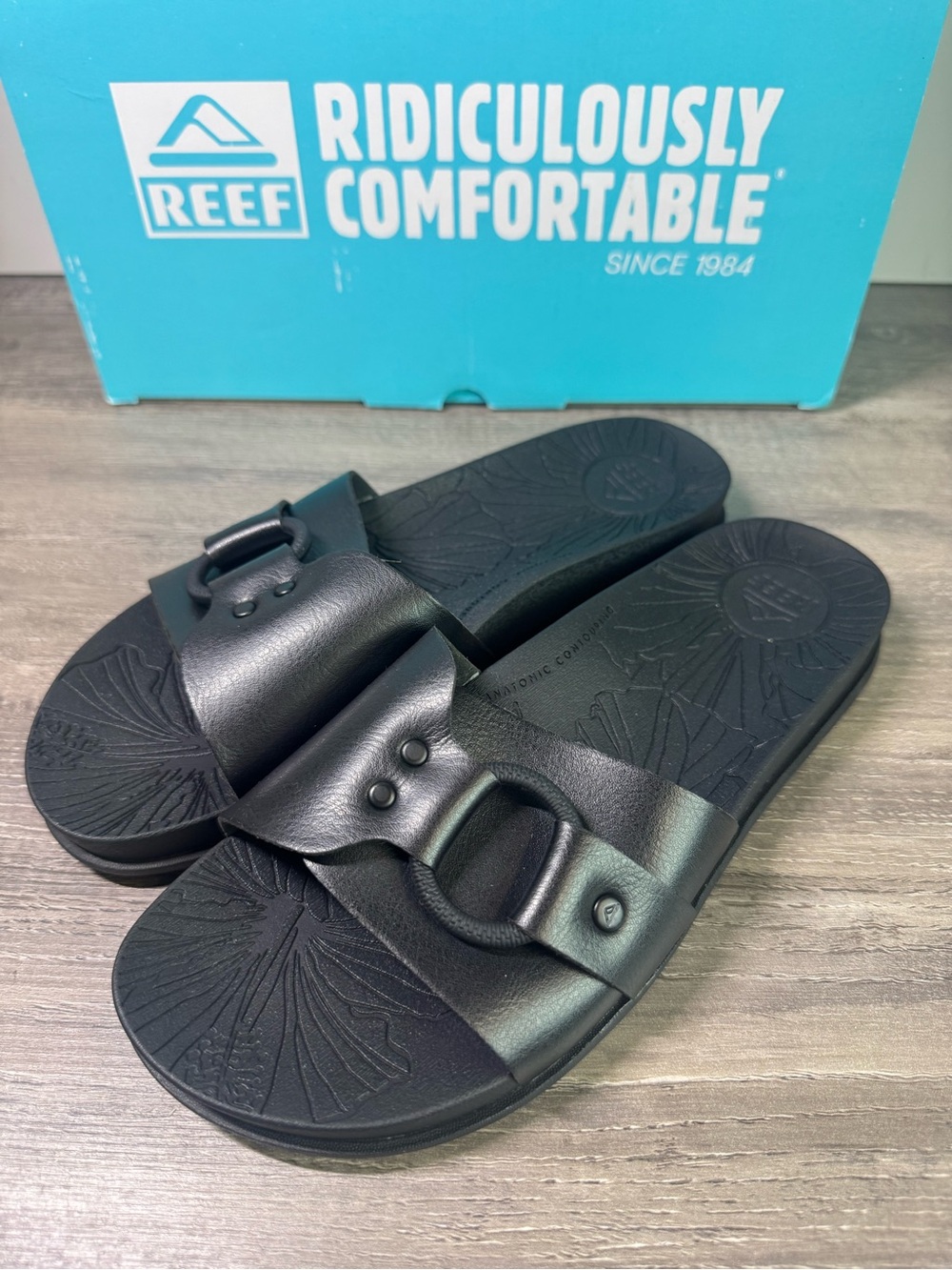 Reef Women's Black Slide Sandals with Buckle Detail - Picture 3 of 7